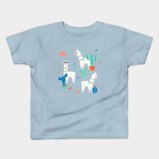 Summer Llamas in the Desert Pattern Kids T-Shirt